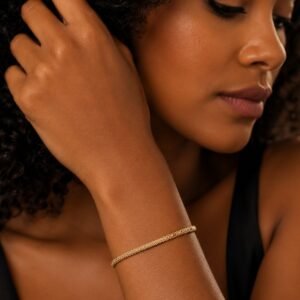 Pulseira de Tecido de Ouro Amarelo