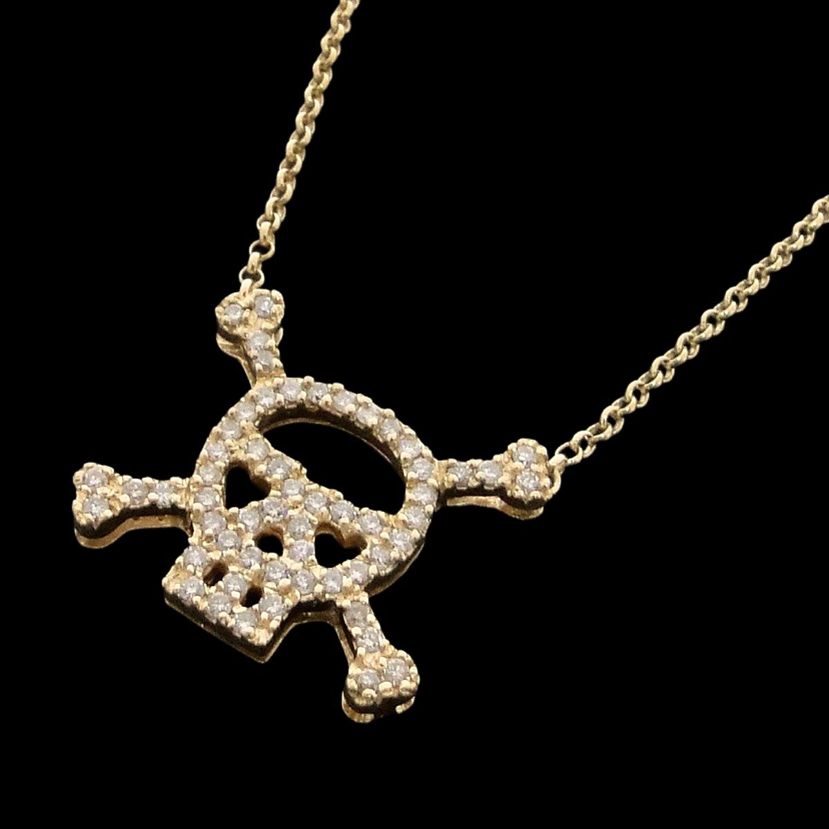 Colar Caveira de Ouro Amarelo com Diamantes totalizando 50 pts. - Imagem 2