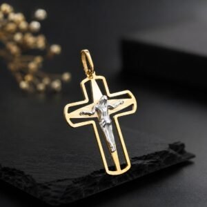 Pingente Crucifixo em Ouro 2 Cores
