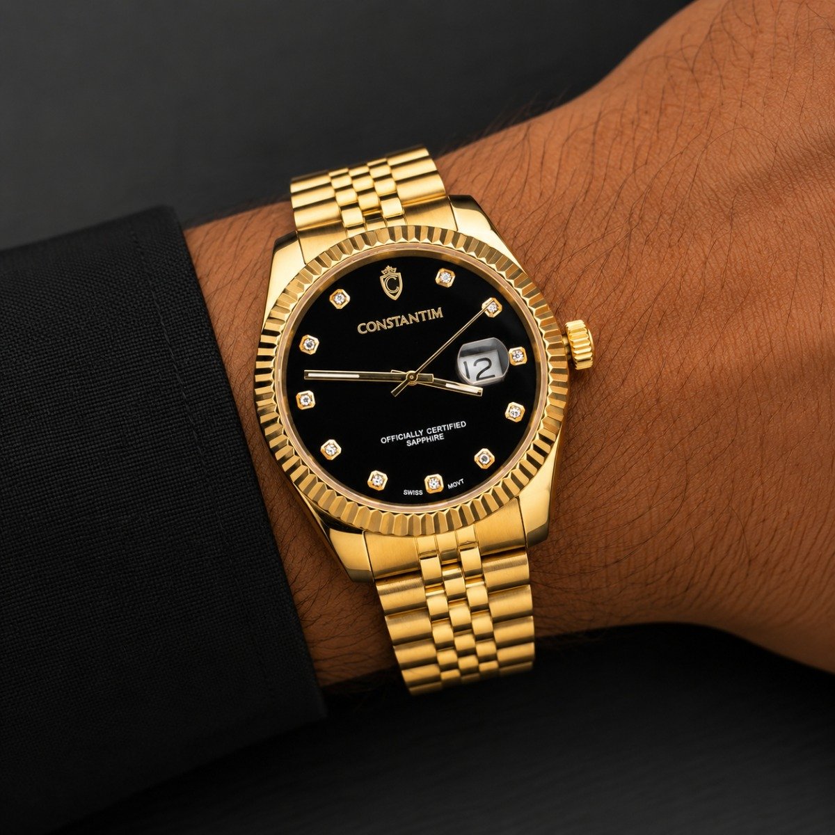 Relógio Constantim Diamond Sapphire ZW20216U Gold Black